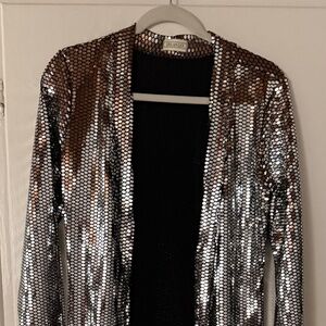Dylanlex Cardi Silver Sequin Maxi Cardigan